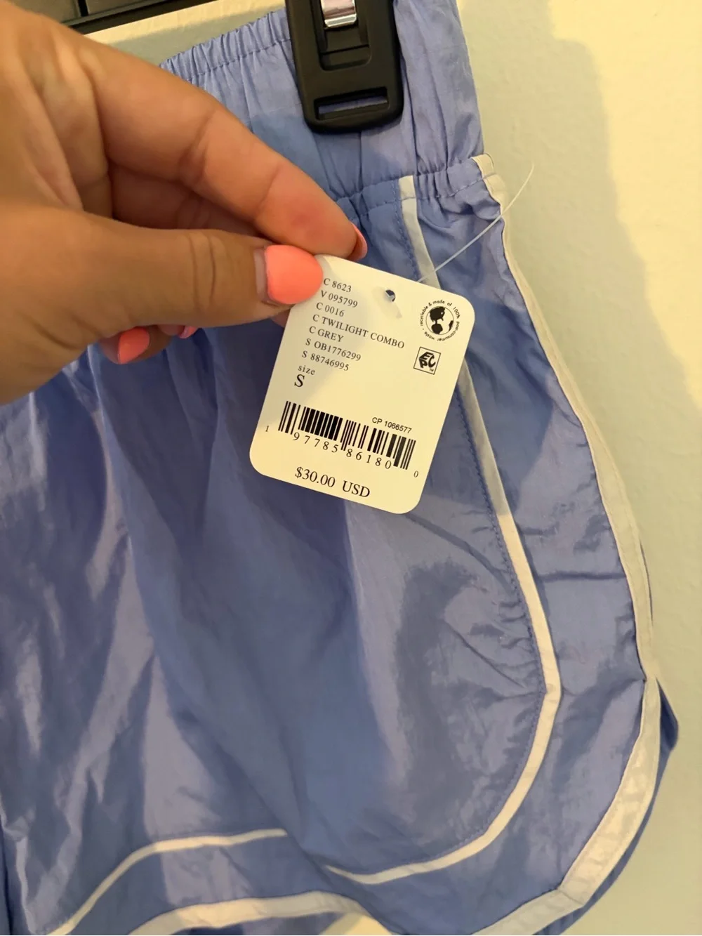 NWT Free People Periwinkle Athletic Shorts with White Piping